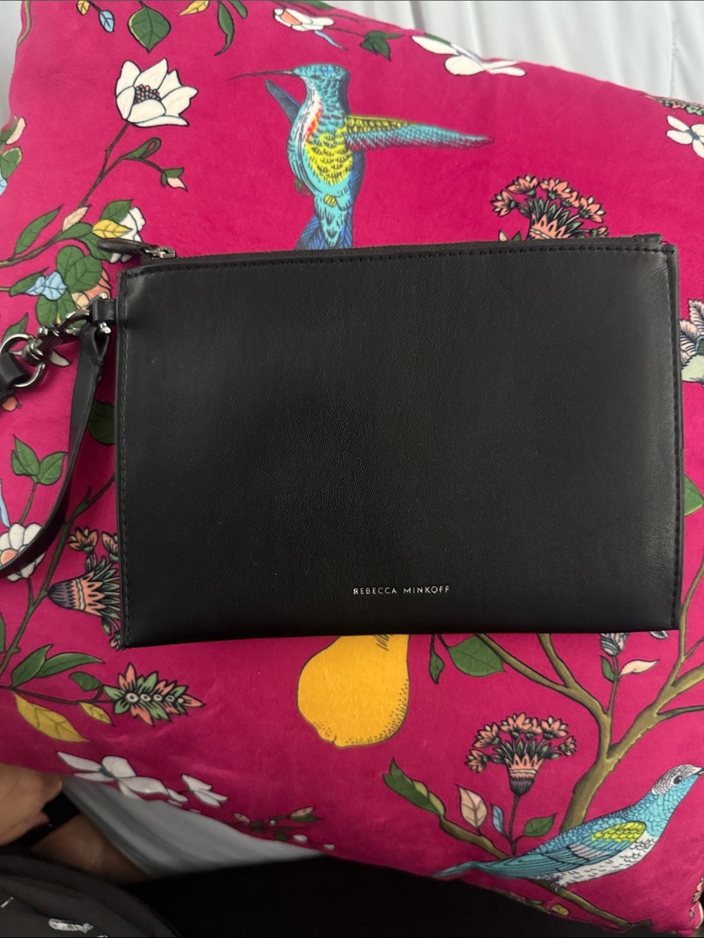 Rebecca Minkoff Black Leather Wristlet Clutch with Strap NWOT